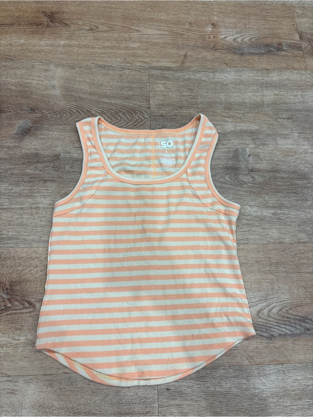 SO Peach & Cream Striped Scoop Neck Tank